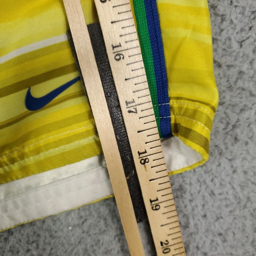Nike Board Shorts Mens 36 Blue Yellow Striped Lace Tie Beach Swim Trunks
